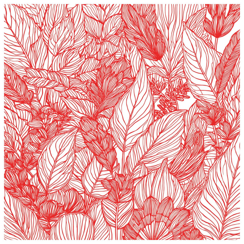 Tapis de bain Floral Line Art Illustration, L 24 po x L 17 po