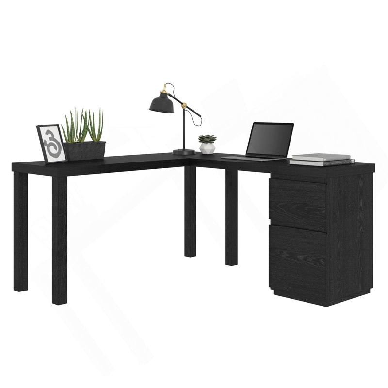 Bureau en L, finition noire