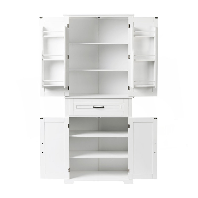 Bathroom Storage Cabinet With Doors And Drawer, Multiple Storage Space, Adjustable Shelf, White