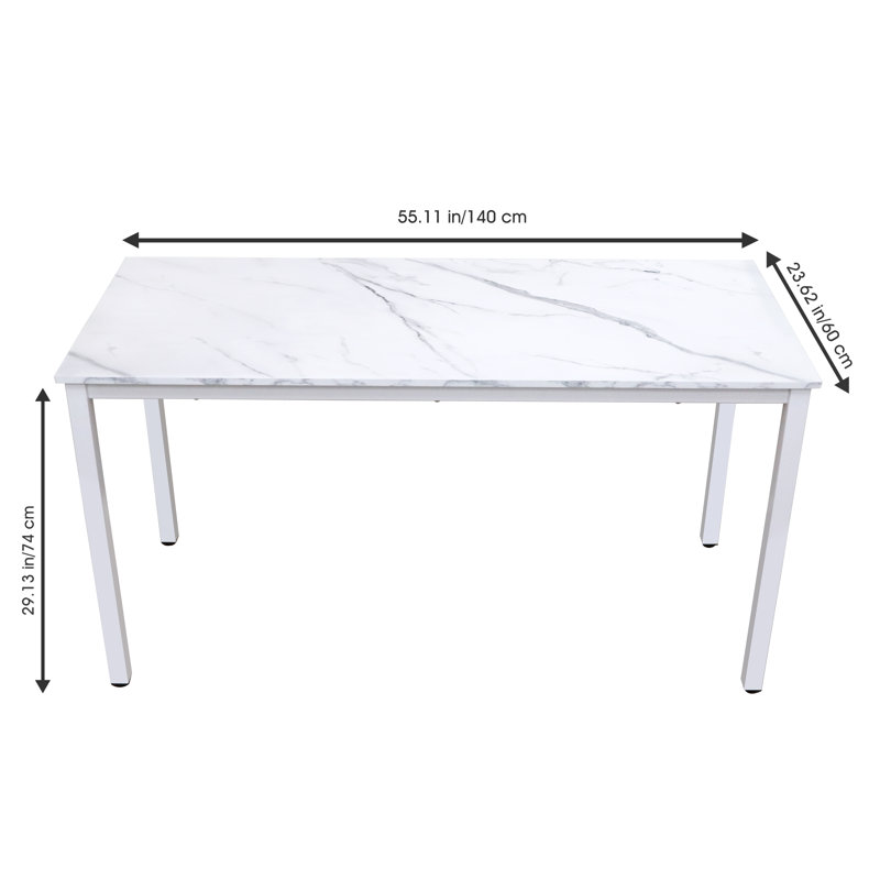 Bureau d'écriture, Plateau en grain de marbre blanc / cadre blanc