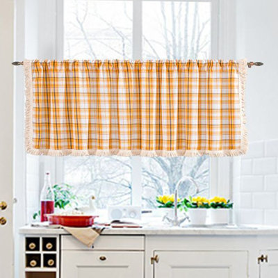 Rideaux de cantonnière pour la cuisine - Panneaux de rideaux avec passe-tringle pour petite fenêtre