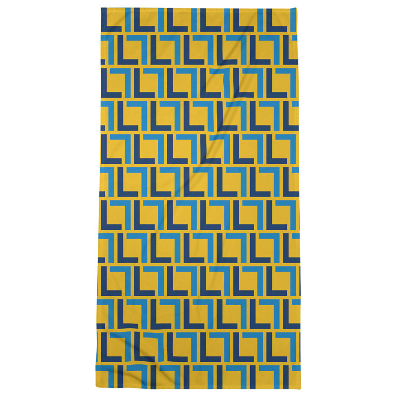Serviette de plage en microfibre, Gold/Navy Blue/Powder Blue