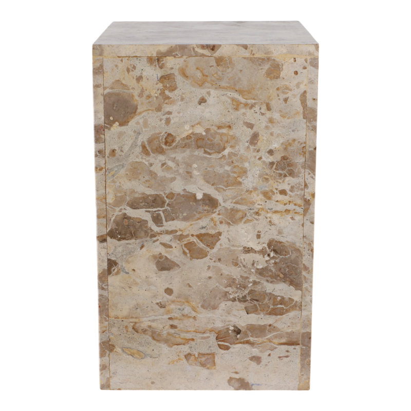 Sagebrook Home 20X12" Marble Pedestal Accent Table, White/Black, Ivory/Beige