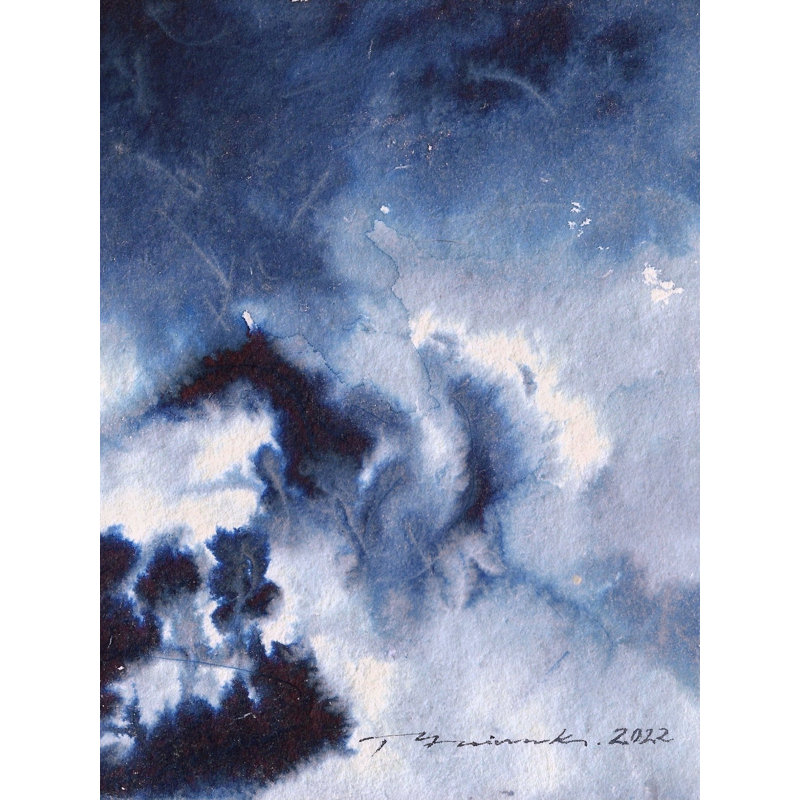 Colline brumeuse | Encre sur papier | Peinture de Mainak Bhowmick