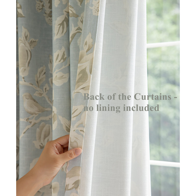 Amelia Linen Blend Semi-Sheer Curtain Panel Pair (Set of 2), 50" W x 84" L, Blue