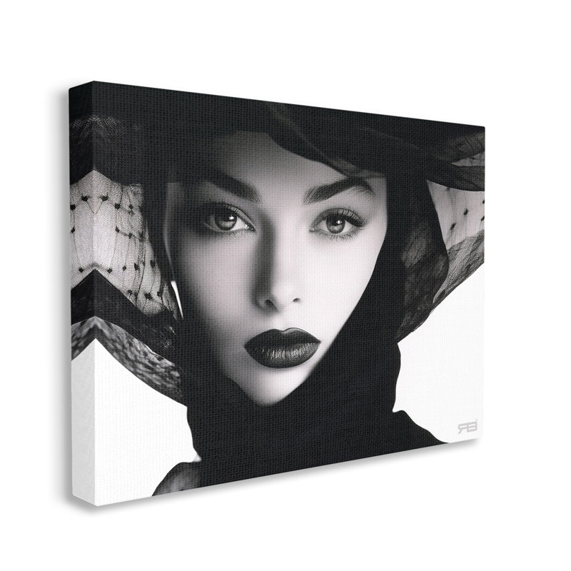 Femme avec voile noir, art mural par Rb, H 30 po x l 40 po