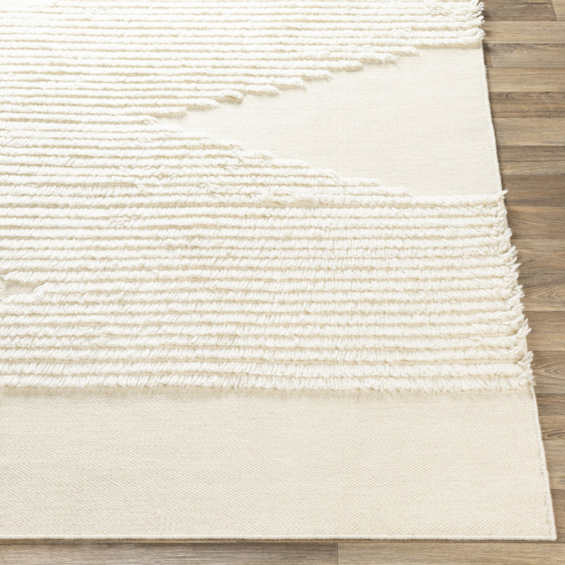 Arcus Marianne Hand-Woven Wool Cream Area Rug, Rectangle 6' x 9'