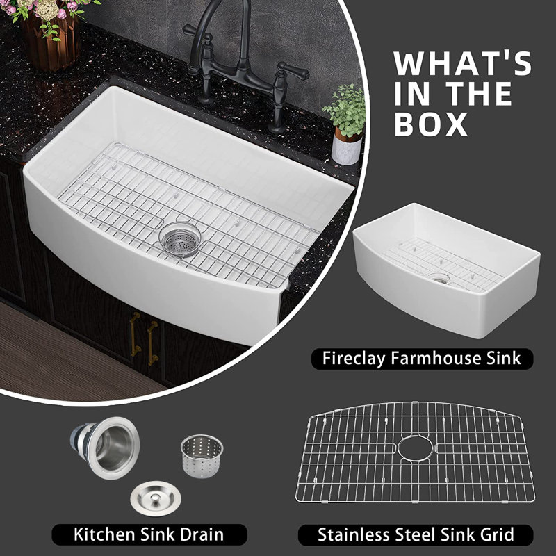 33'' L Single Bowl Fireclay Kitchen Sink