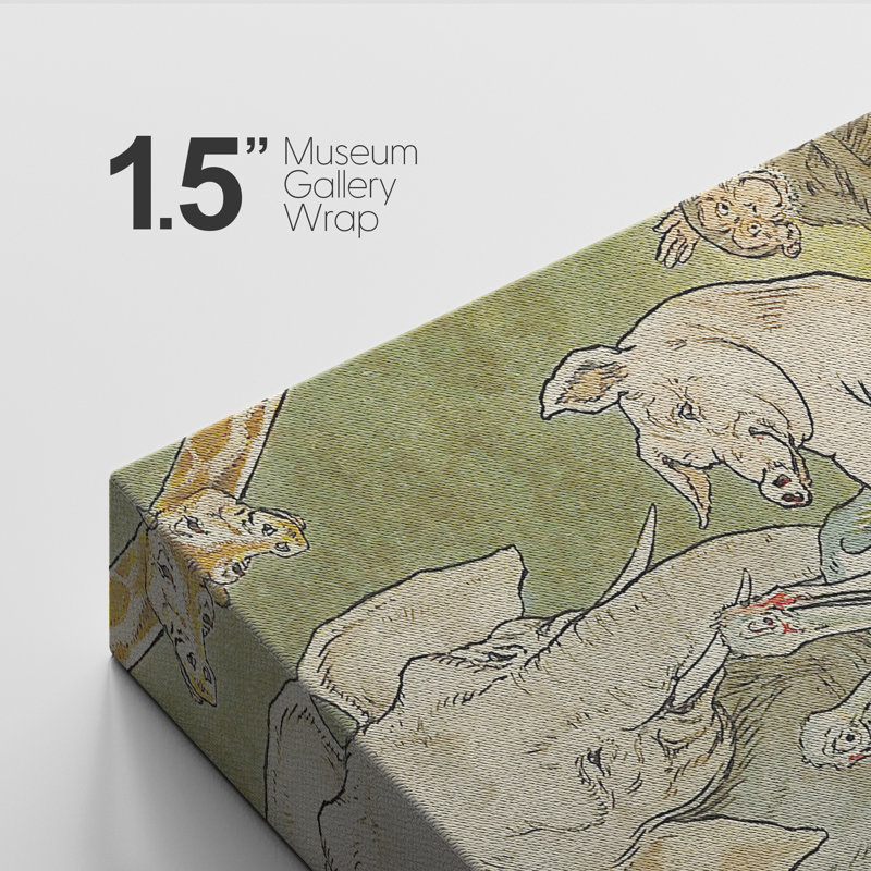Whimsical Animal " Dancing Pig Farm Animals Nursery Room Decor ", Wrapped Canvas, 18" H x 12" W