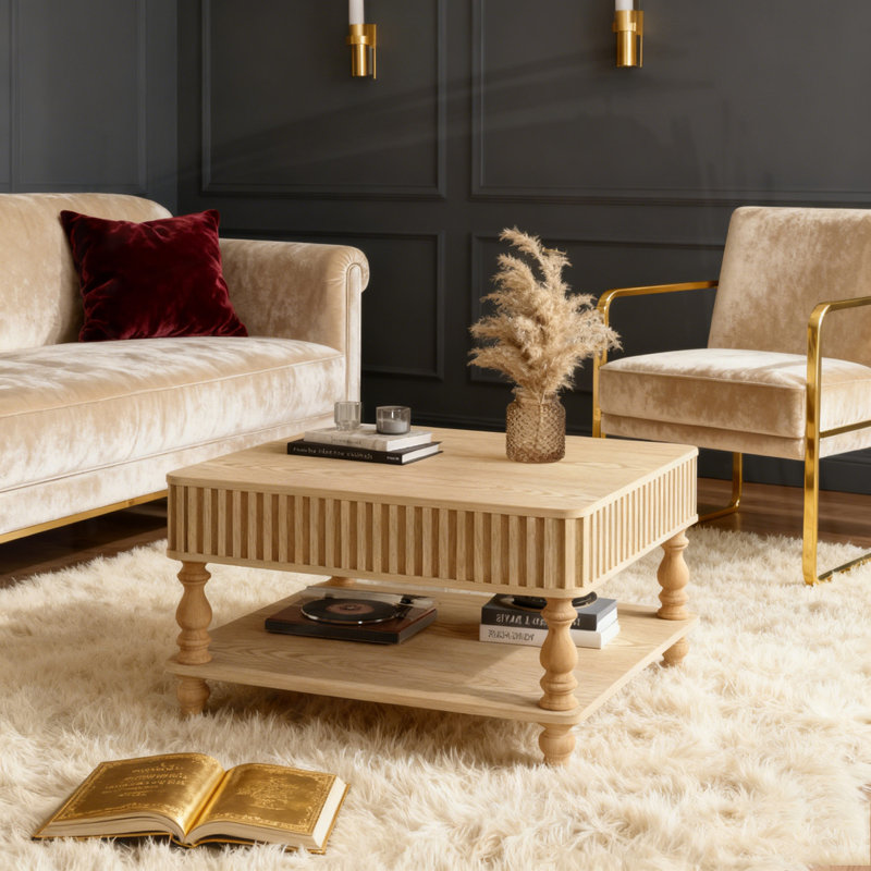 Table basse 31,5 pouces, Bois naturel