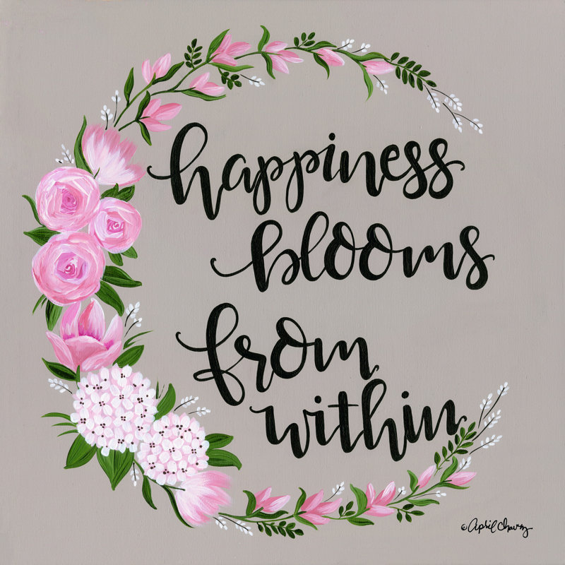 «Happiness Blooms from intérieur» par April Chavez - reproduction, H 20 po x l 20 po, Toile tendue