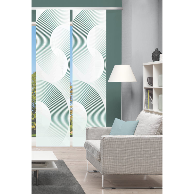 Semi Sheer Sliding Panel Pair, Petrol