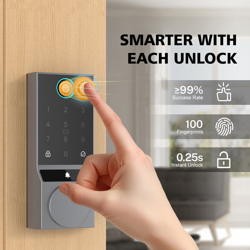 Smart Lock Touchscreen Single Cylinder Deadbolt with Smartkey Security, Polished Chrome