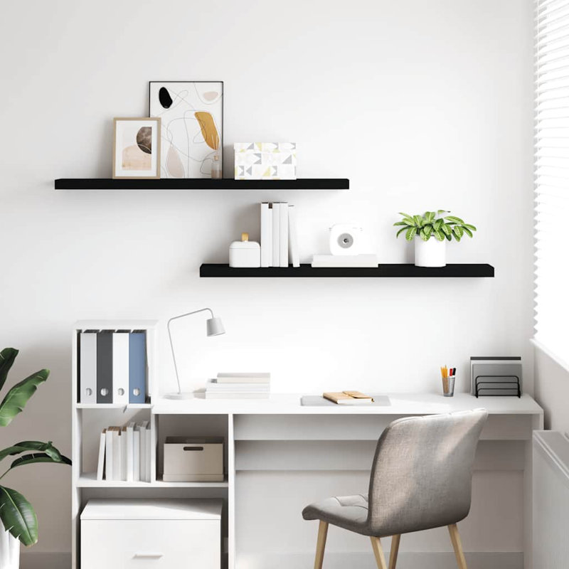 Wall Shelf Floating Shelf Wall Mounted Display Shelf for Photo Frame, Black, 1.5" H x 47.2" W x 9.3" D