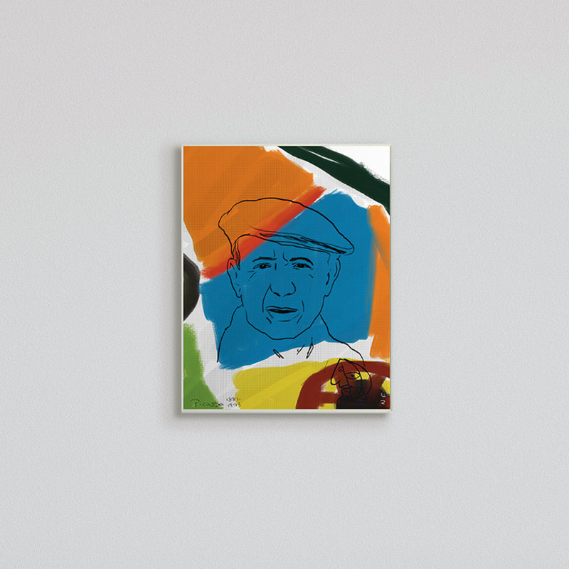 Formes abstraites vibrantes de portrait moderne de Picasso, Plaque murale, H 15 po x l 10 po