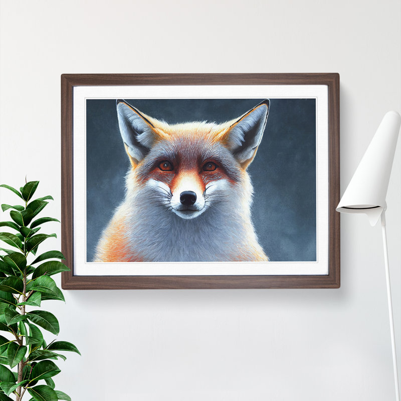 Blessed Fox - Single Picture Frame Print, Walnut, 25cm H x 34cm W x 2cm D