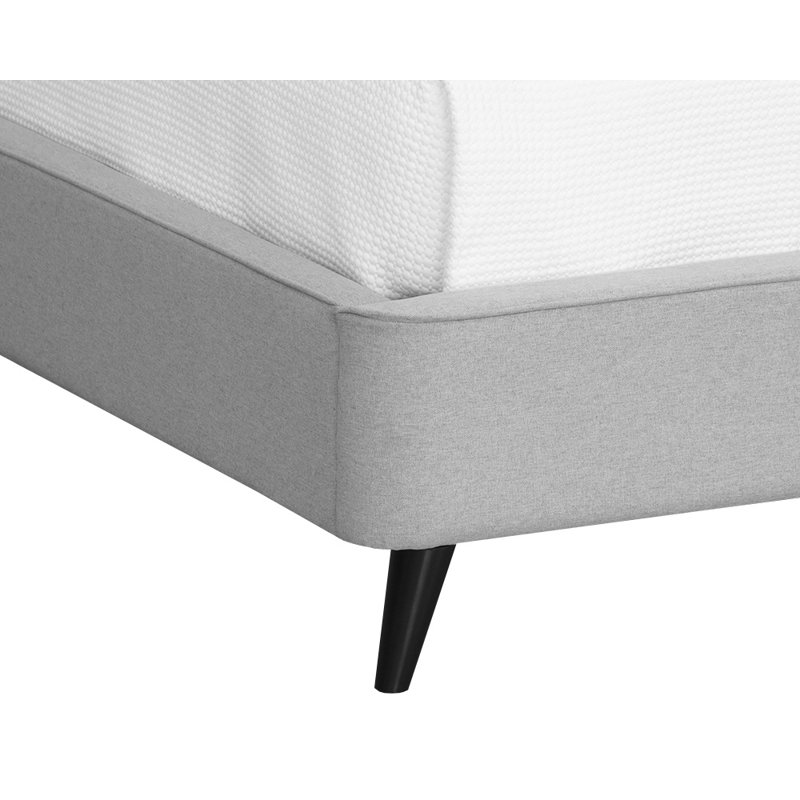 Light Gray Queen Upholstered Tufted Wingback Bed