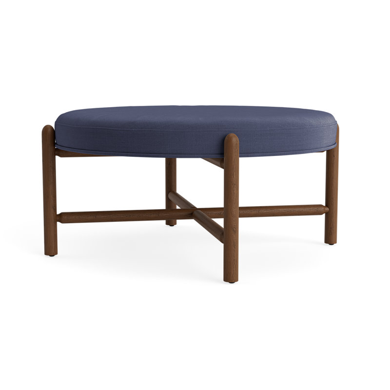 Repose-pieds rond 36 po Vane, Marine, Noyer