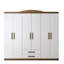 Armoire scandinave à 2 tiroirs, finition blanche et noyer, 81,5 po x 70,9 po x 18,5 po | 100% panneau de particules enduit de mélamine, épaisseur: 0,7 pouce | Nombreuses tablettes et conception murale pour des solutions de rangement optimales