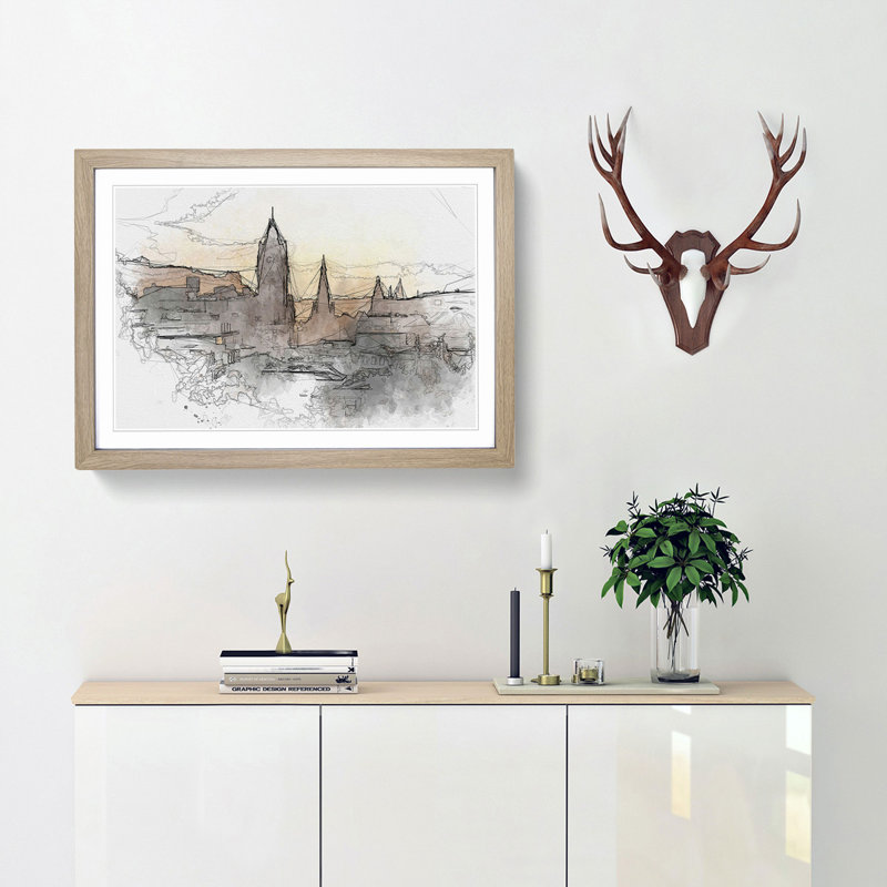 View of Edinburgh from Calton Hill - Framed Print, Oak, 50cm H x 76cm W x 2cm D