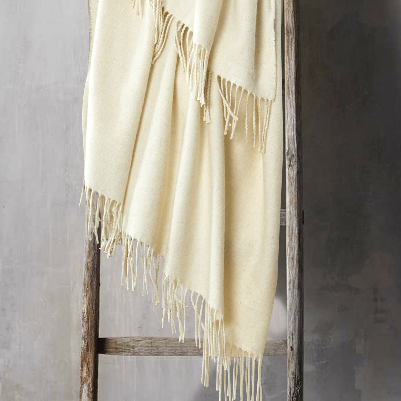 Campera Merino Wool Throw Blanket, Ivory
