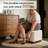  18"W Rectangle Ottoman Footstool, White Lamb Down Upholstered Floor Chair Acacia Wood Frame Fully Assembled
