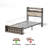 Customizable Led Twin Bed Frames With Storage And Charging Function, No Box Spring Needed, Ideal For Bedroom, Black Gray Color, Metal Material , Frames, Storage, Station, Noise - Design,