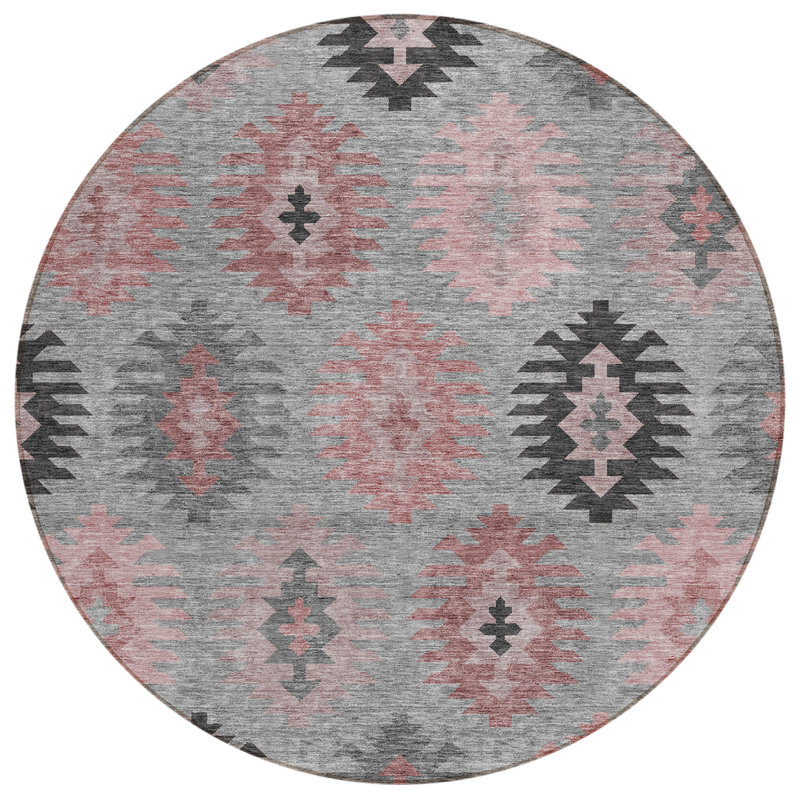 Chayden Washable Southwestern Indoor / Outdoor Rug, Round 8'