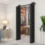 6-Panel Black Painted MDF Hollow Core Composite Double Bi-Fold Barn Doors with Sliding Hardware Kit-126230692