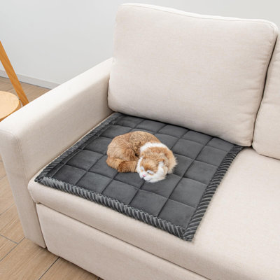 Housse de canapé pour lit de chien lavable Housse de canapé pour animal de compagnie Housse de canapé pour animal de compagnie non glissante Housse pour causeuse pour chien, enfants, animaux de compagnie (gris foncé, 21 po x 21 po / carré)