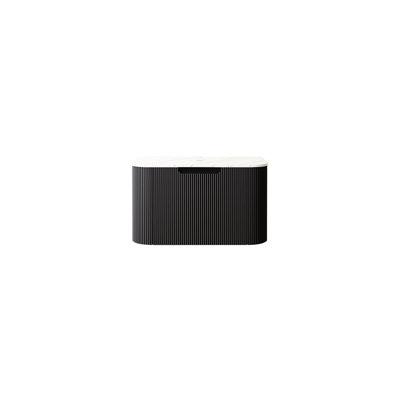 Armoire murale noire 24 po avec comptoir en pierre frittée blanche, matériau en contreplaqué, un tiroir, sans lavabo, robinet, panneaux de tiroir rayés de style français 3D, durable et fiable en noir,