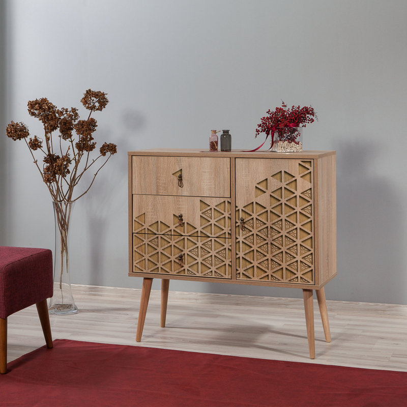 Borup 90cm W 3 - Drawer Chest of Drawers, Beige