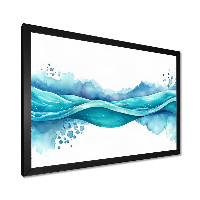 Onald Coastal Parallel Streams Waves I - Art abstrait au trait, paysage, art mural, H 30 po x l 40 po, Cadre simple, Noir