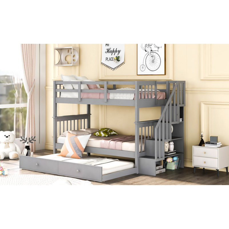 Lit superposé avec lit gigogne Twintwin - Aménagement de chambre gris fonctionnel et design d'espace, Gris