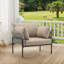 Chaise de patio avec coussin, chaise longue d'extérieur en rotin-1621339565