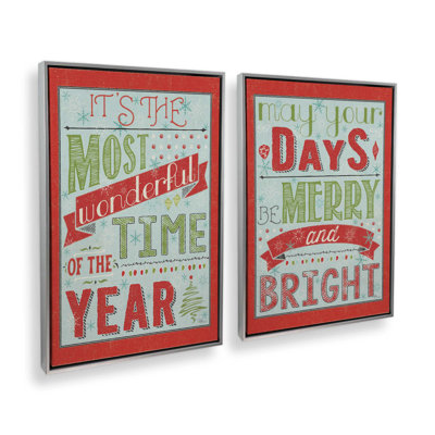 Frosted Merry Wishes, ensemble de 2 impressions sur toile
