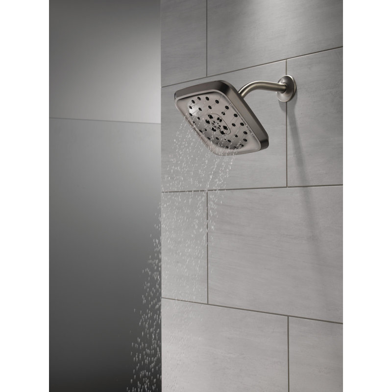 Rain Adjustable Shower Head with H2Okinetic Technology, Lumicoat Black Stainless
