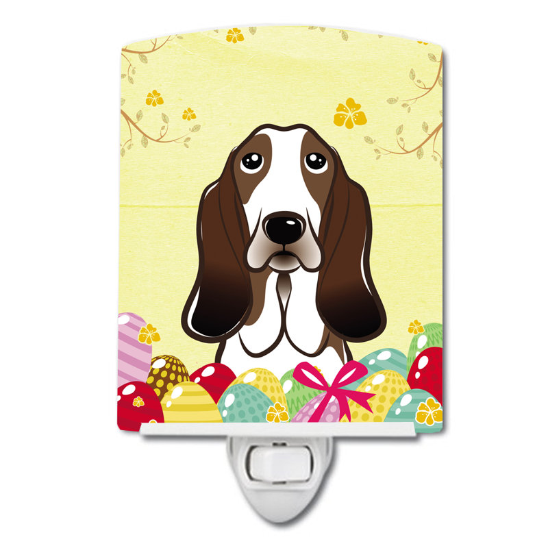 Éclairage de nuit en céramique pour oeuf de pâques jacks d’olivier terrier, Basset hound