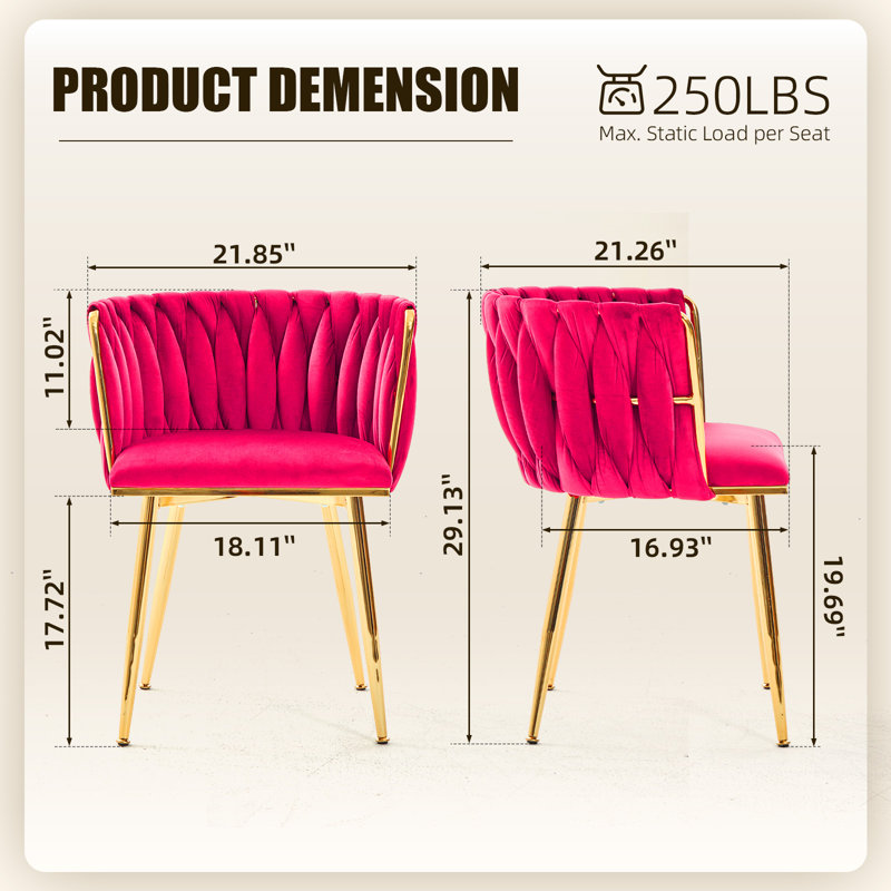 Fauteuils de salle à manger Landreneau, Rose Red
