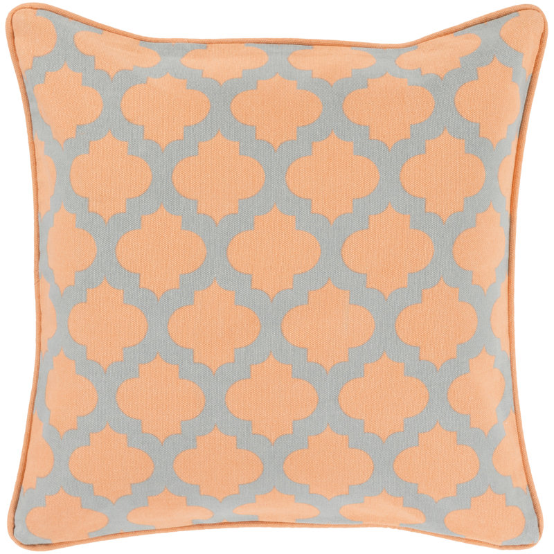 Housse de coussin en coton , 20 po x 20 po, Corail / gris