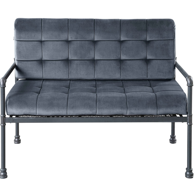 Gris élégant avec base en métal et coussin de siège amovible de style industriel pour la détente