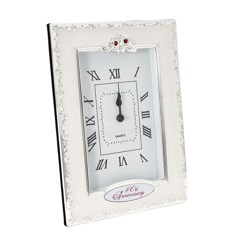 Traditional Roman Numeral Resin Quartz Movement / Crystal Tabletop Clock White