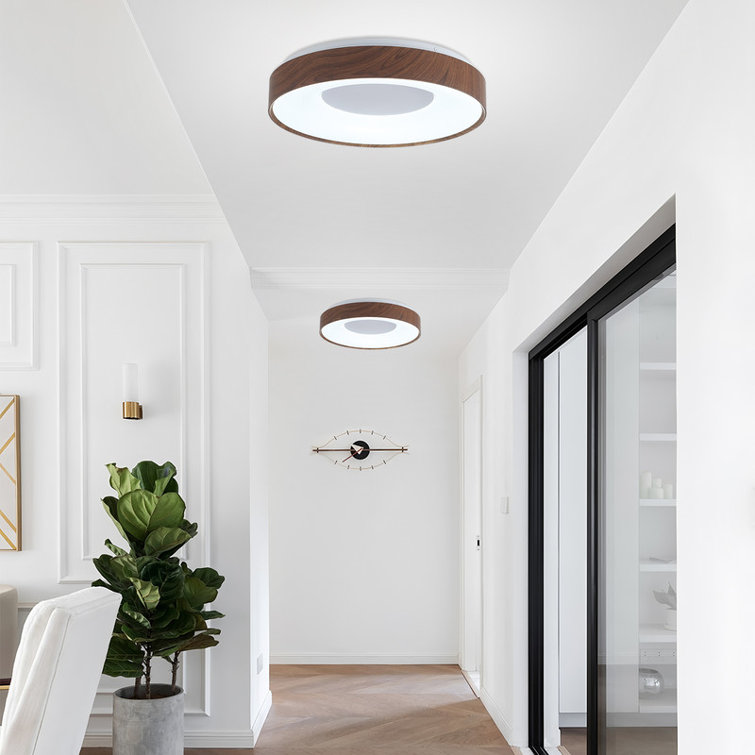 Walnut Finish Large LED Flush Mount (Set of 2)