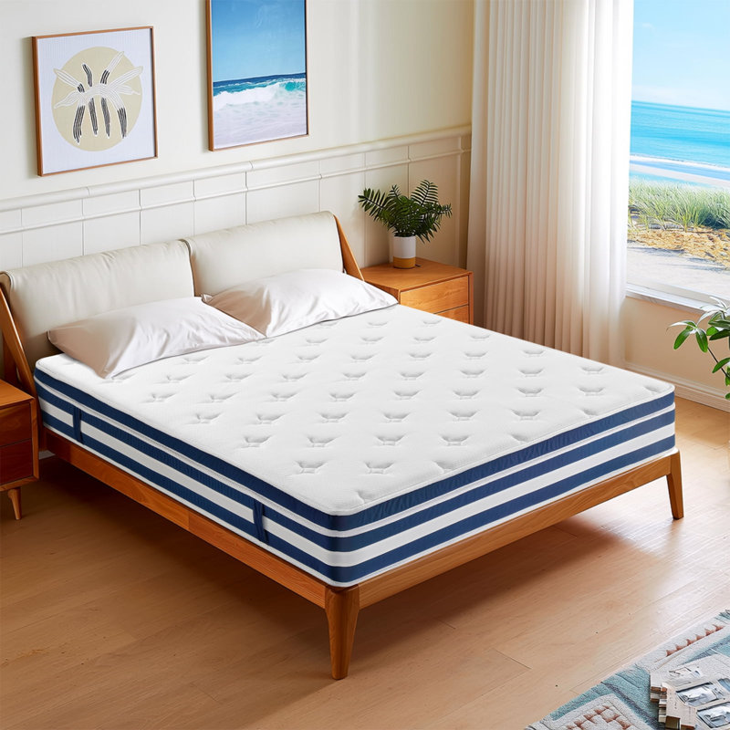 Mattress Queen Size, 10 Inch Hybrid Memory Foam Mattress with Gel Memory Foam & Zoned Pocket Coils, Pressure Relief, Motion Isolation, Soft & Breathable Queen Bed Mattresses in a Box, Edge Support