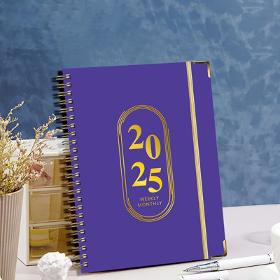 Carnet de notes A5, plan de travail en corde élastique, journal anglais pour 2025