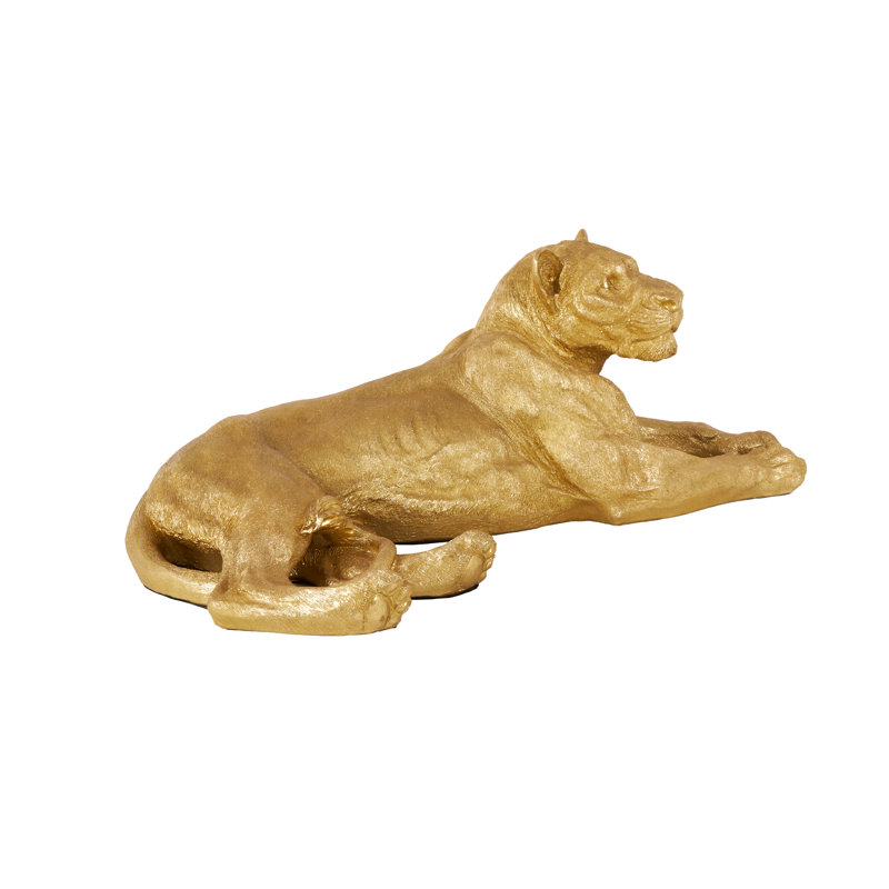 Gold Resin Laying Tiger Decorative Sculpture