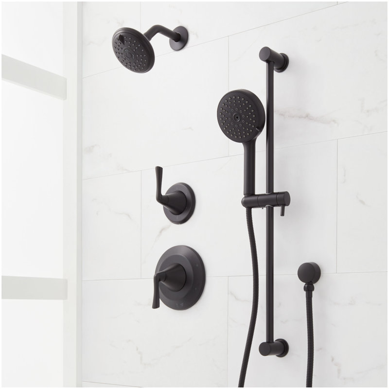 Provincetown Pressure Balance Shower System with Slide Bar and Hand Shower - Matte Black, Matte Black