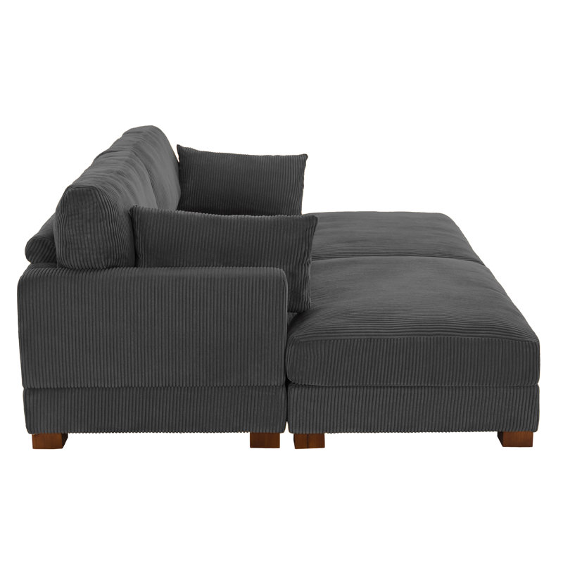 Stoneville Corduroy Sectional Symmetrical, Gray Corduroy