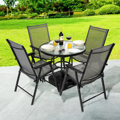 4 - Person Metal Patio Dining Set with Round Table