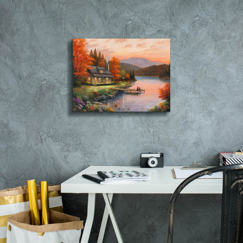 «Together at Dusk» par John Zaccheo, art mural sur toile, H 12 po x l 16 po x P 0,75 po